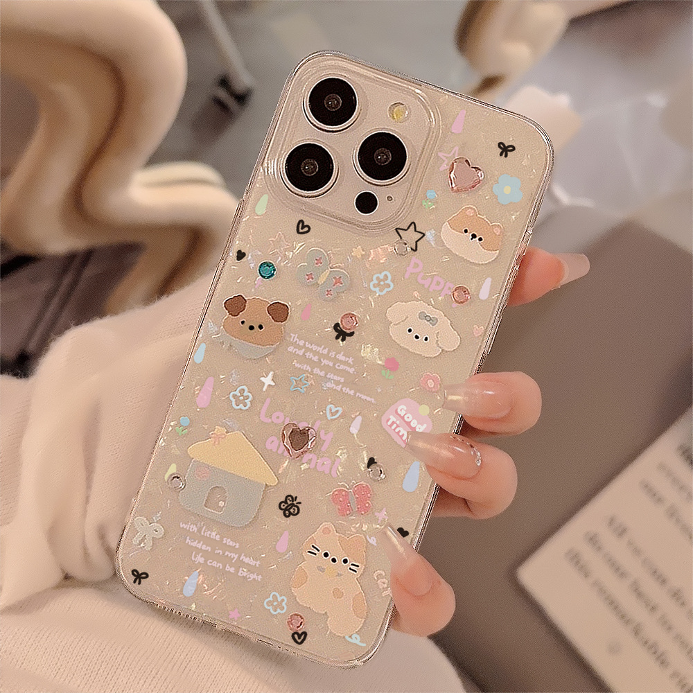 Clear Shockproof Bumper Case - Casing Ponsel Pola Cangkang Anak Anjing