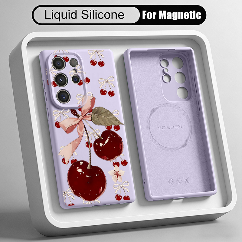 Liquid Silicone Magnetic Phone Case - Casing Ponsel Silikon Cair Pola Ceri